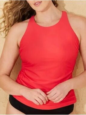 Shade & Shore Red High Neck Tankini Top